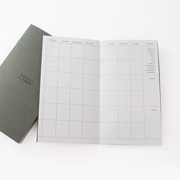 perpetual monthly planner grey